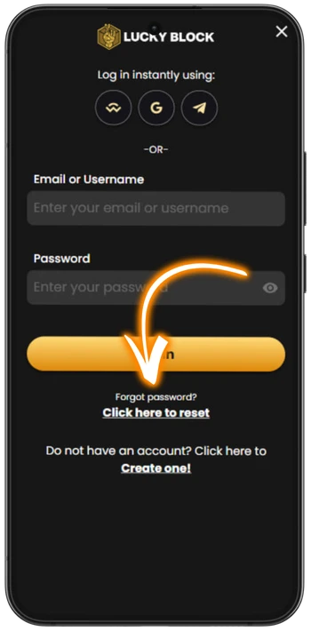 Luckyblock forgot password